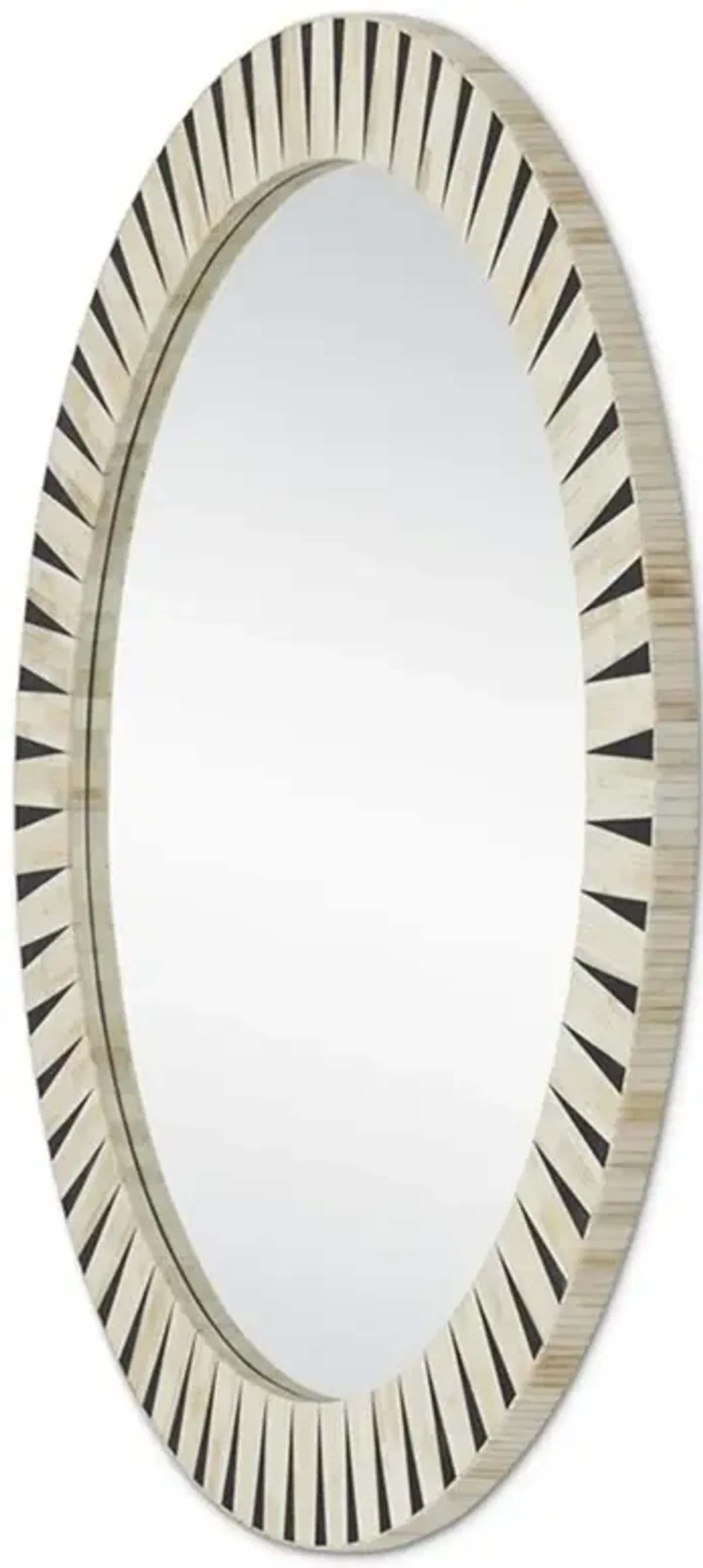Zion Modern Classic Cream Bone Black Resin Round Wall Mirror