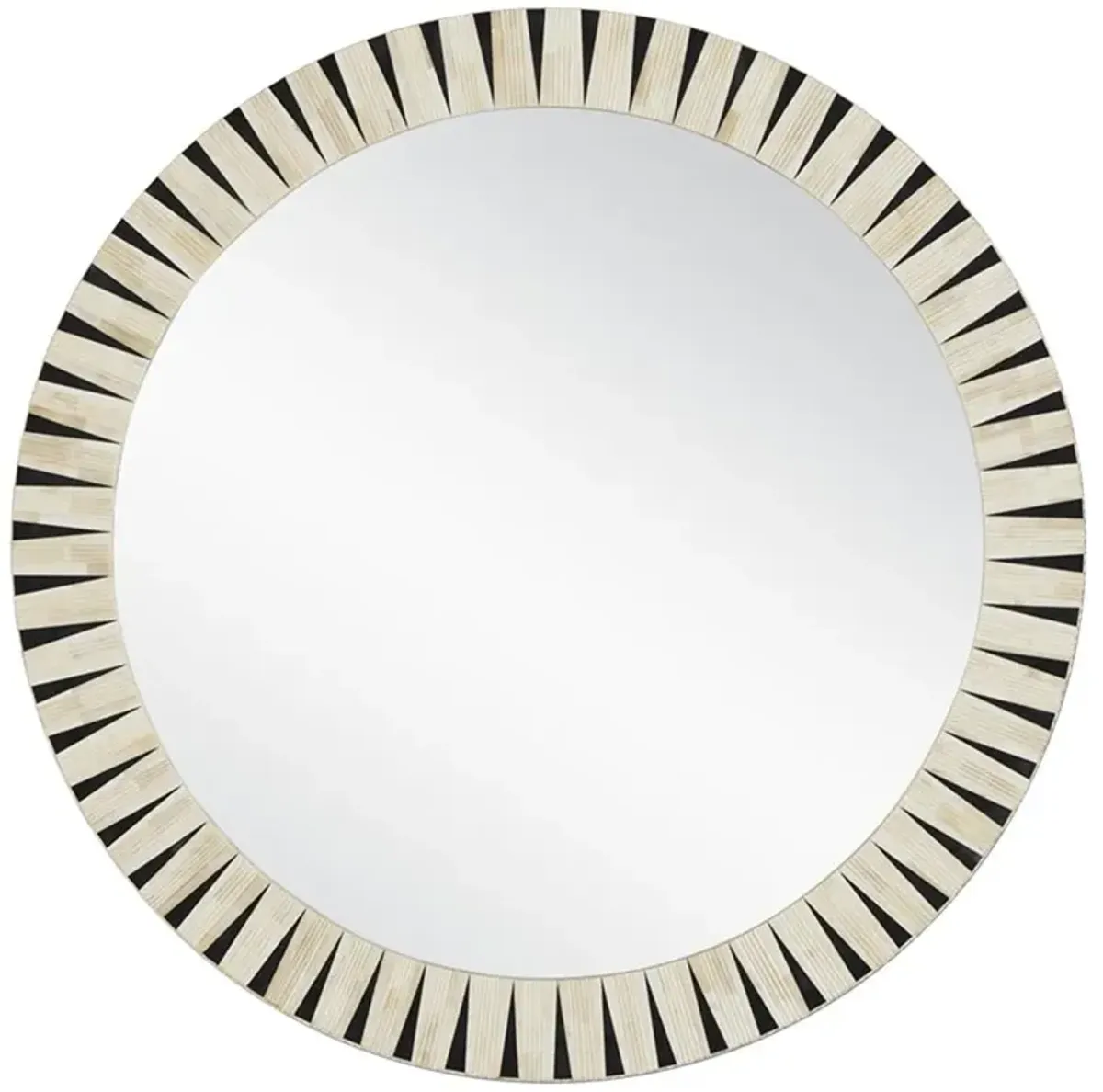 Zion Modern Classic Cream Bone Black Resin Round Wall Mirror