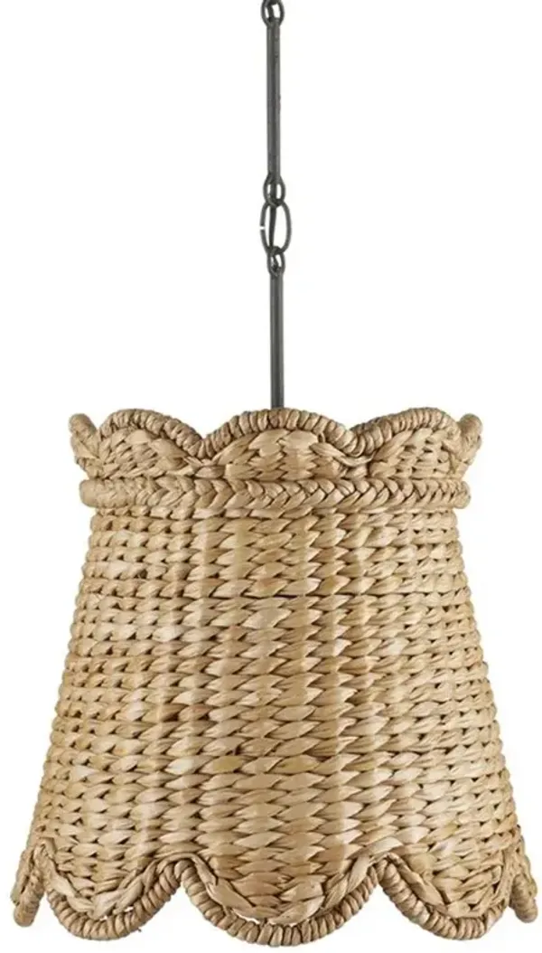 Rowan Coastal Beach Natural Water Hyacinth Woven Shade Pendant - Small