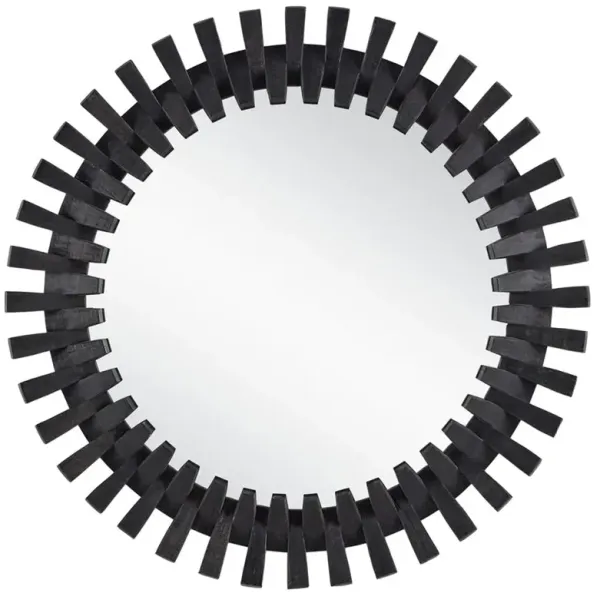 Charlie Modern Classic Black Wood Round Wall Mirror