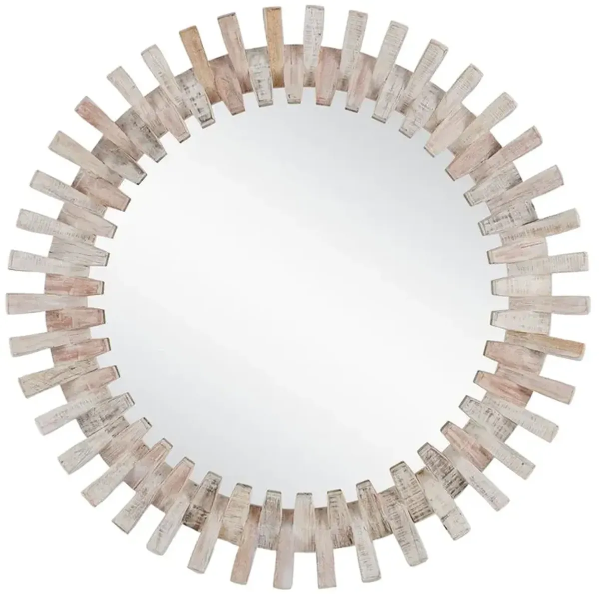Charlie Modern Classic Whitewash Wood Round Wall Mirror