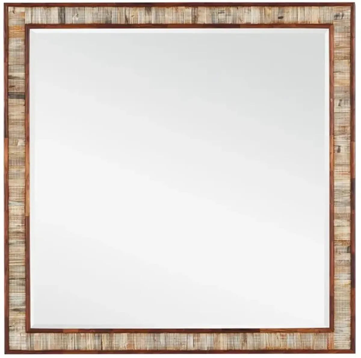 Felice Modern Classic Natural Bone Brown Wood Square Wall Mirror