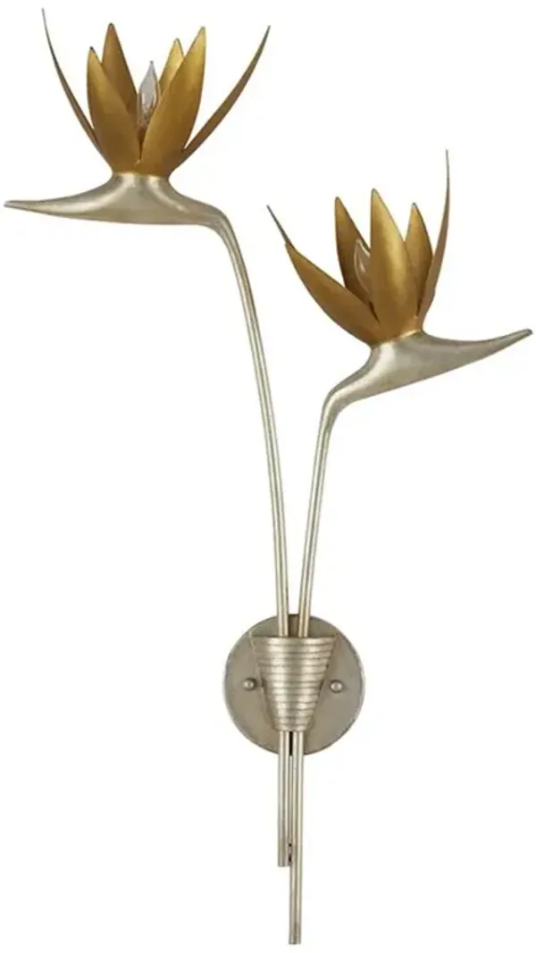 Zoey Hollywood Regency Silver Wrought Iron Wall Sconce - Left