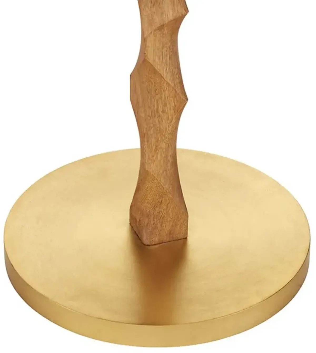 Everly Coastal Beach Natural Wood Brass Metal Base Floor Lamp