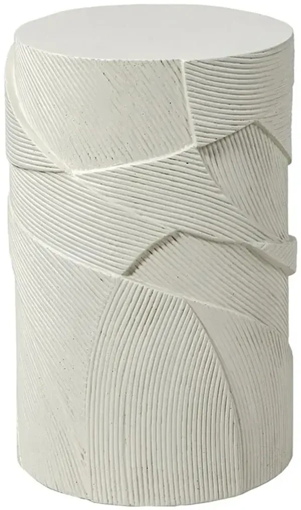 Palecek Sloane Modern Classic White Stone Drum Round Outdoor Drink Side Table