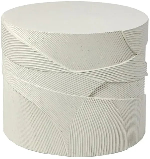 Palecek Sloane Modern Classic White Stone Drum Round Outdoor Side Table