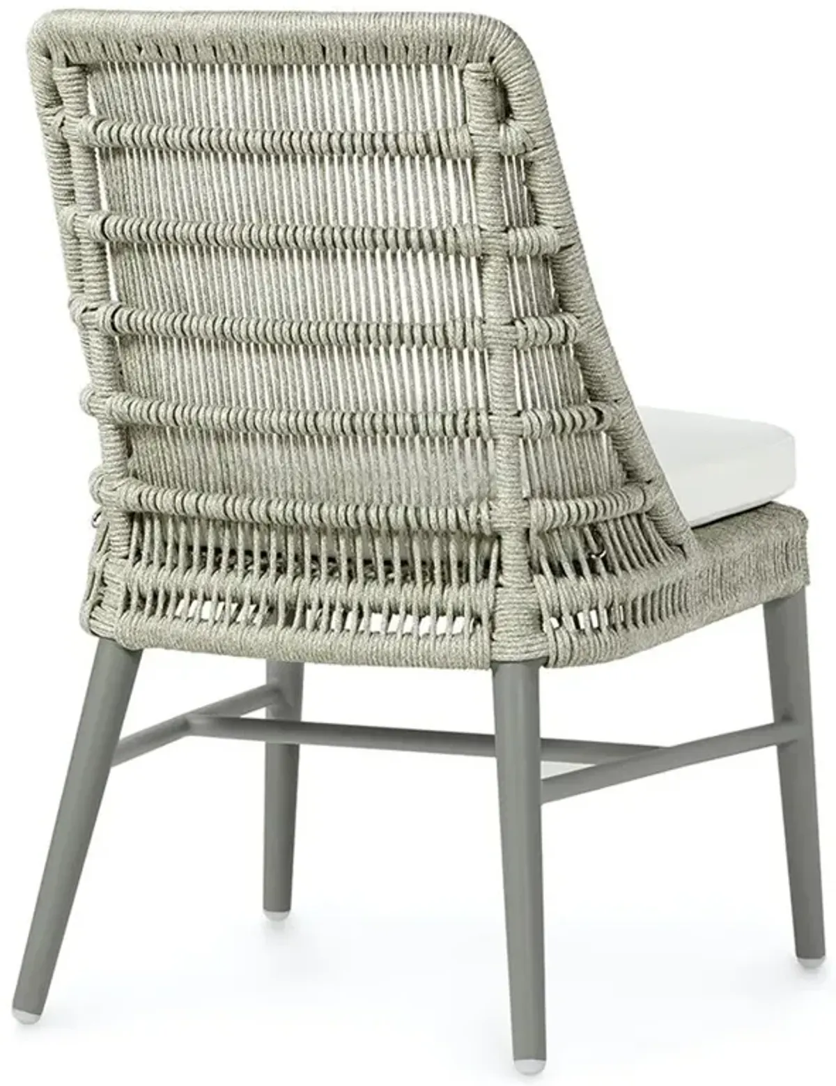 Palecek Stewart Coastal Beach Grey Rope Aluminum Frame Outdoor Dining Side Chair