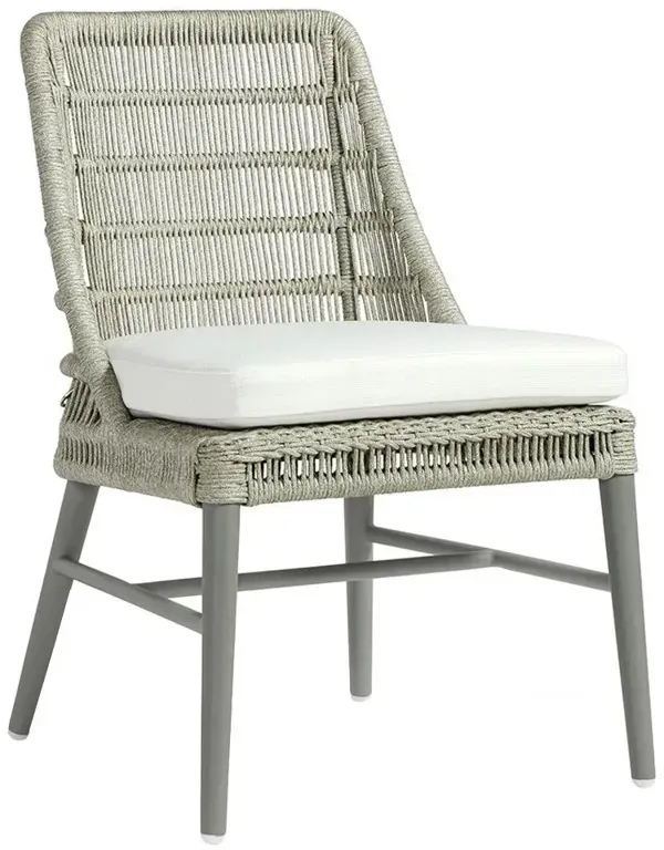 Palecek Stewart Coastal Beach Grey Rope Aluminum Frame Outdoor Dining Side Chair
