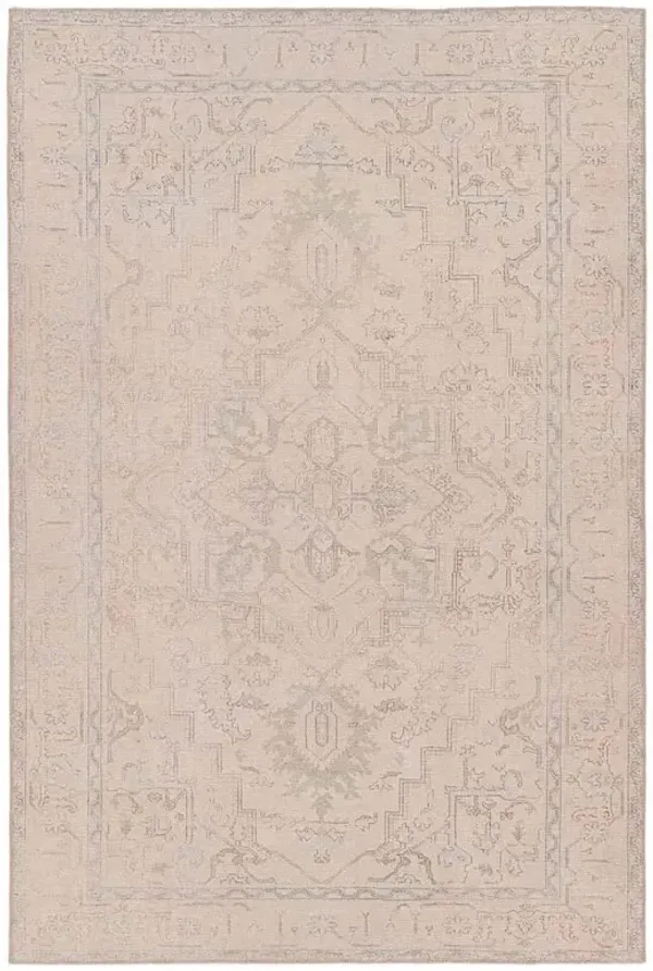 Julian Global Beige Light Blue Patterned Runner Rug - 2'6"x10'