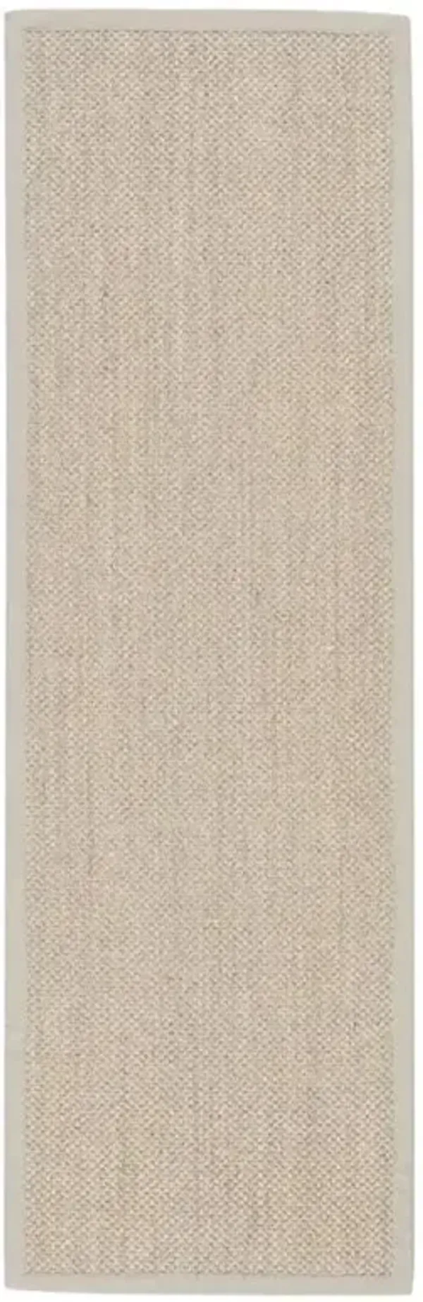 Neville Coastal Beach Beige Sisal Solid Border Runner Rug - 3'x12'