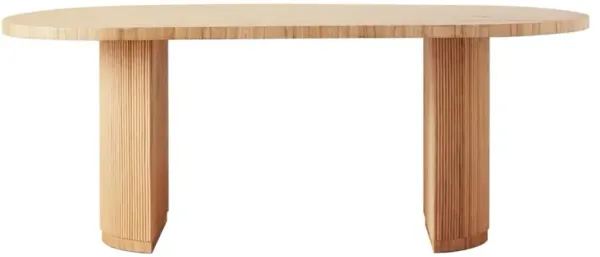 Sarah Racetrack Coastal Beach Brown Rattan Oval Dining Table - 77.5"W