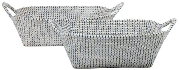 Pigeon and Poodle Roslyn Navy Woven Whitewashed Seagrass Basket - Set of 2