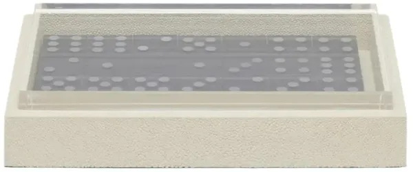 Pigeon and Poodle Treviso Modern Blanc Faux Shagreen Domino Box Set - Standard