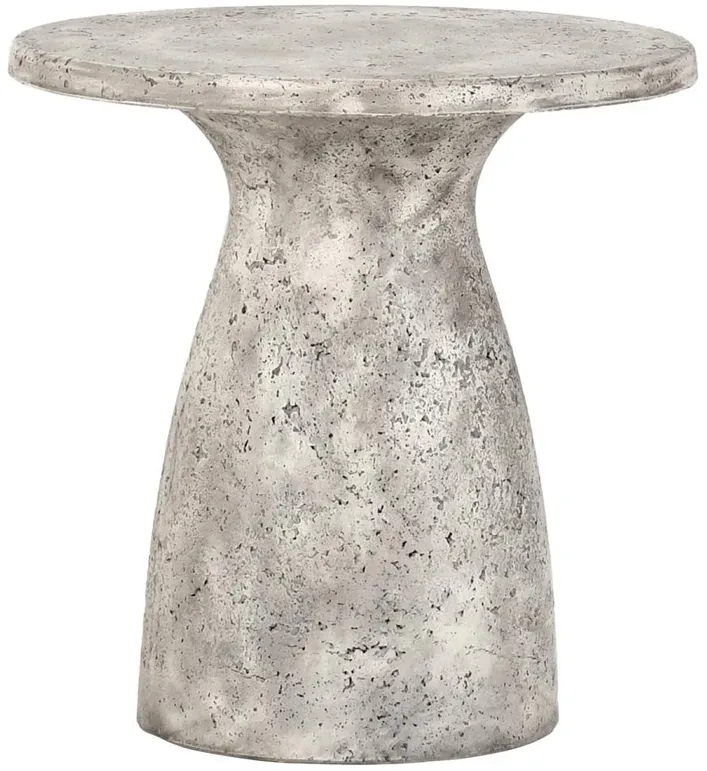 Eduard Industrial Loft Light Grey Concrete Round Pedestal Outdoor Side Table
