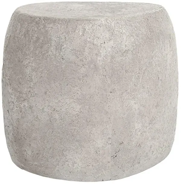 Alex Modern Classic Grey Concrete Round Block Outdoor End Table