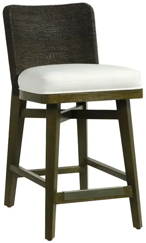 Palecek Francis White Performance Charcoal Solid Wood Rope Wrapped Counter Stool