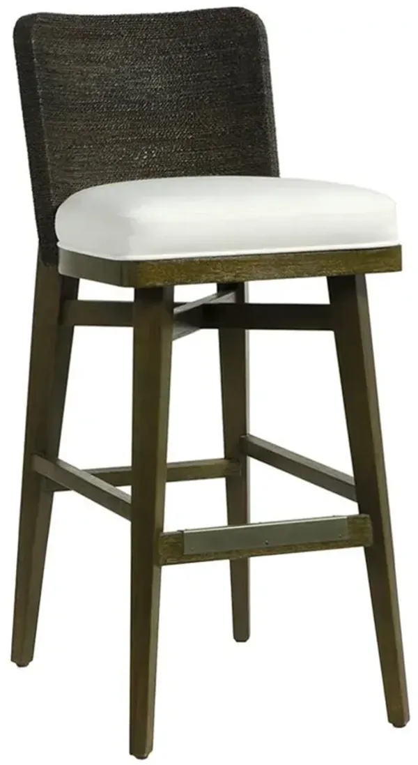 Palecek Francis White Performance Charcoal Solid Wood Rope Wrapped Bar Stool