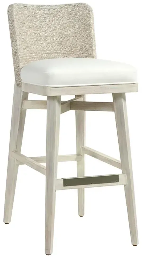 Palecek Francis Coastal White Performance Solid Wood Rope Wrapped Bar Stool
