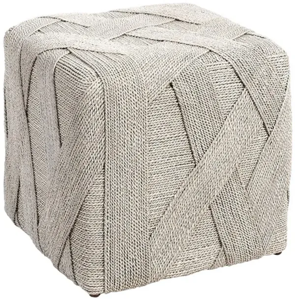 Palecek Henley Coastal Beach Whitewash Woven Lampakanay Rope Square Ottoman