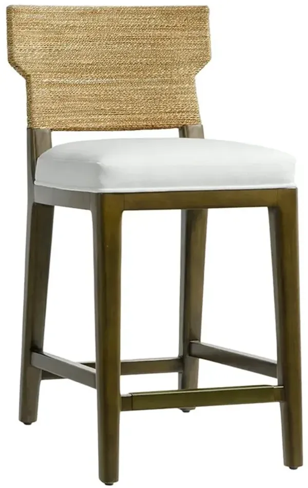 Palecek Kirby Coastal White Performance Brown Rope Solid Wood Counter Stool