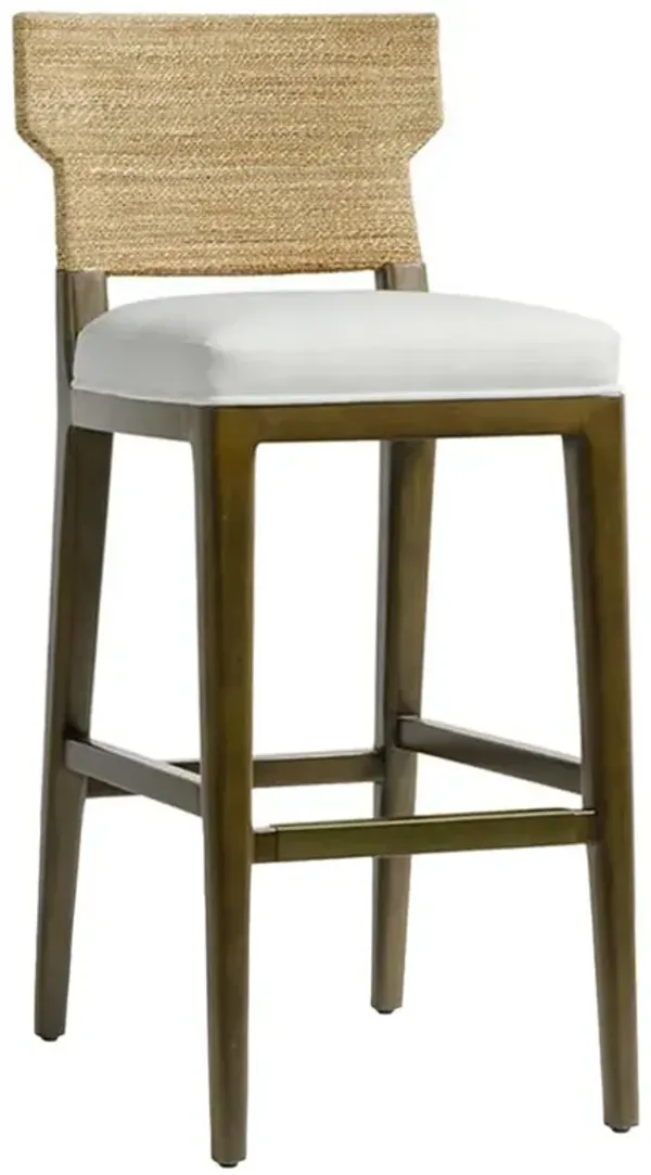 Palecek Kirby Coastal White Performance Brown Rope Solid Wood Bar Stool
