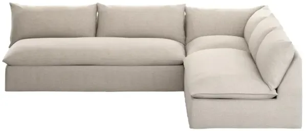 Cee Modern Classic Beige Upholstered 3 Piece Outdoor Sectional - 114"Wx114"D