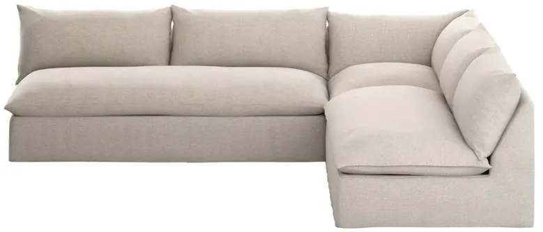 Cee Modern Classic Beige Upholstered 3 Piece Outdoor Sectional - 114"Wx114"D