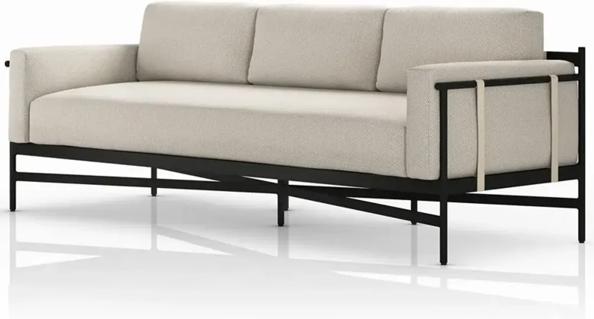 Heart Industrial Loft Beige Cushion Bronze Aluminum Outdoor Sofa - 99"W