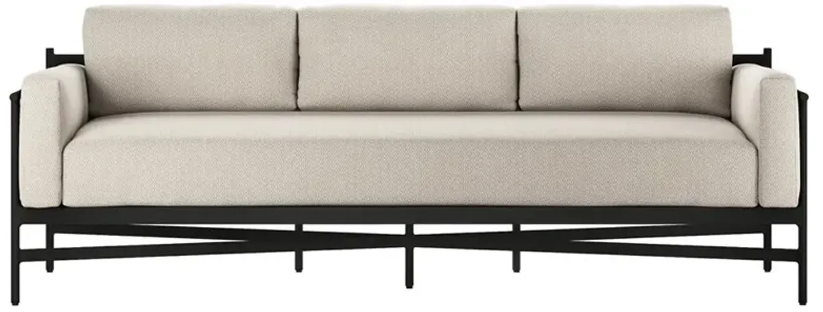 Heart Industrial Loft Beige Cushion Bronze Aluminum Outdoor Sofa - 99"W