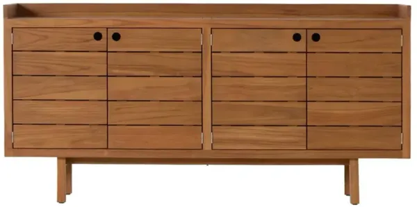 Yulla Rustic Lodge Natural Solid Teak Wood 4 Door Outdoor Sideboard