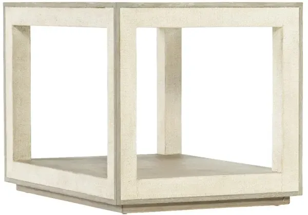 Frederick Coastal Beach Cream Burlap Brown Oak Wood Frame Square End Table