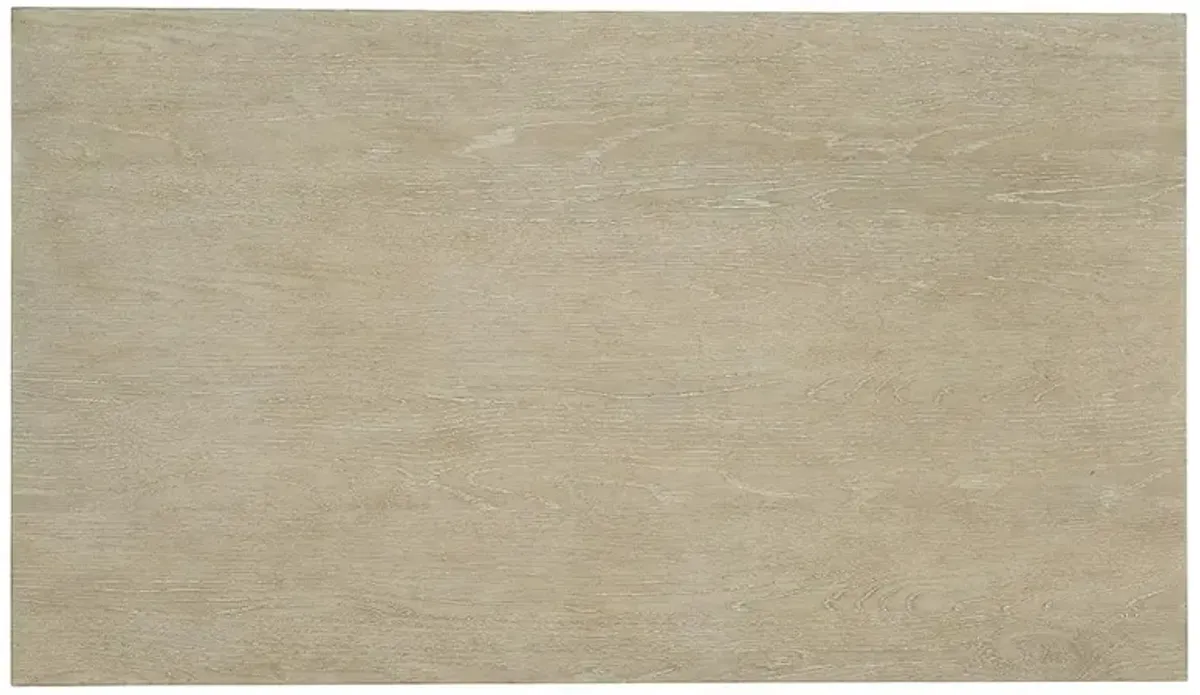 Frederick Coastal Cream Burlap Brown Oak Wood Rectangular 2 Tier Coffee Table
