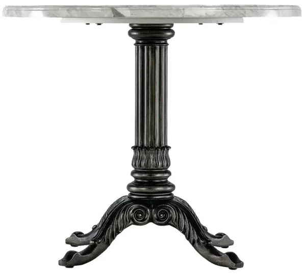 Charlotte French White Stone Top Black Resin Pedestal Bistro Table - 36"W