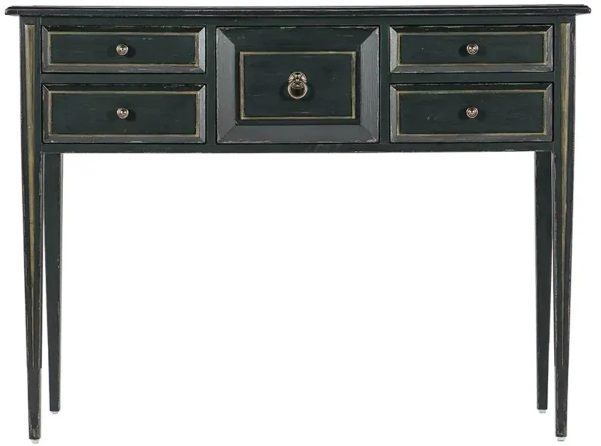 Carter Updated Traditional Distressed Dark Green Wood Console Table