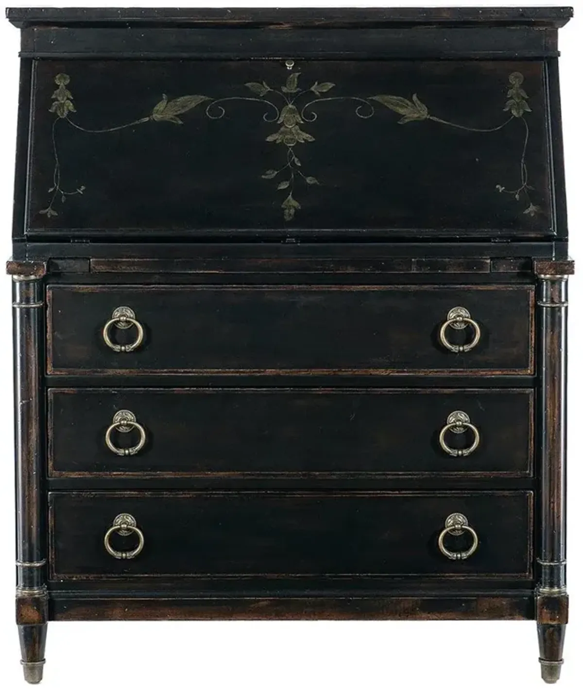 Barry Updated Traditional Black Cherry Wood Secretary Desk