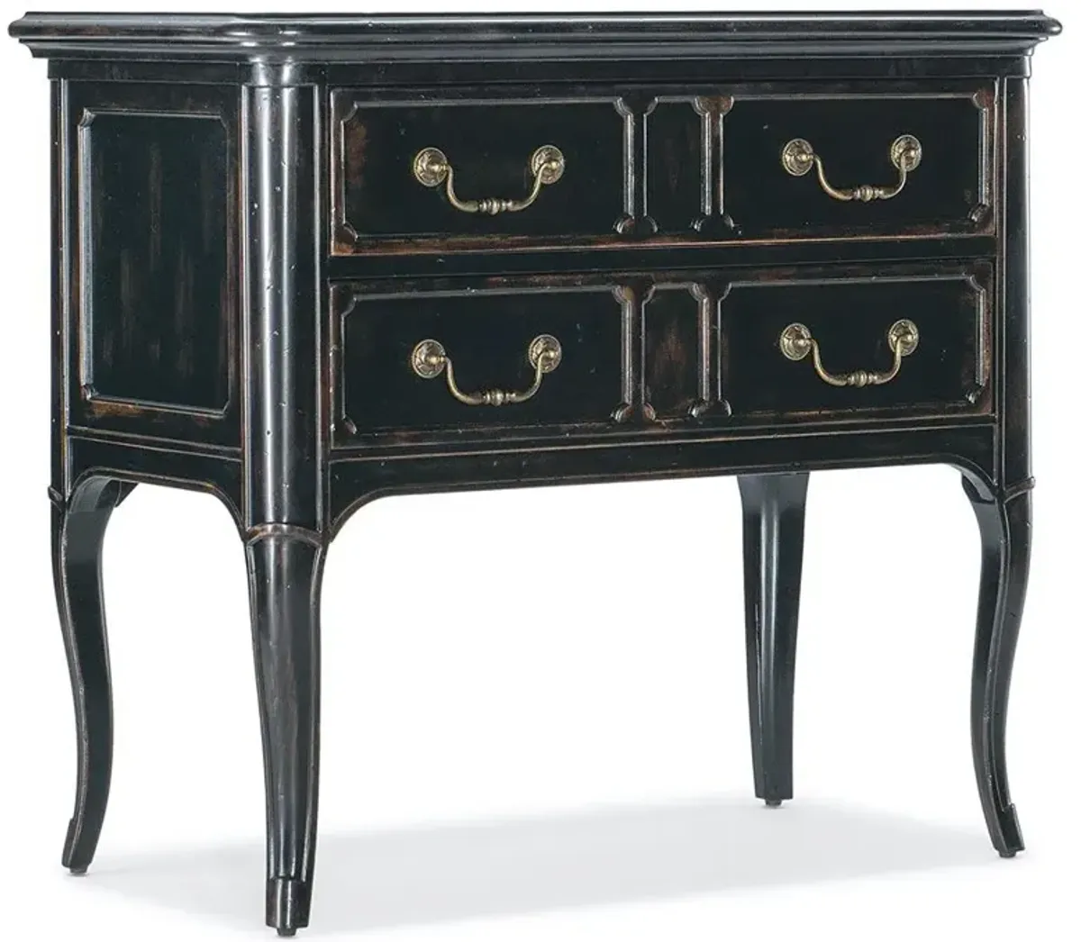 Pierre French Country Black Wood 2 Drawer Nightstand