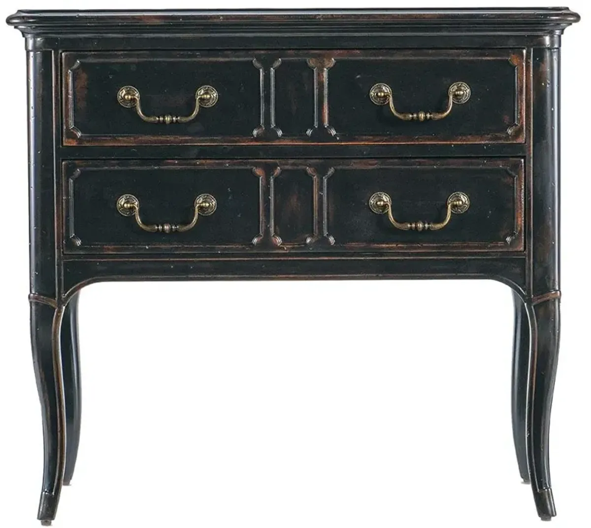 Pierre French Country Black Wood 2 Drawer Nightstand
