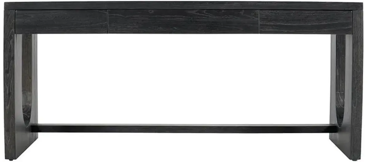 Tyrion Mid Century Modern Black Wood 3 Drawer Writing Desk