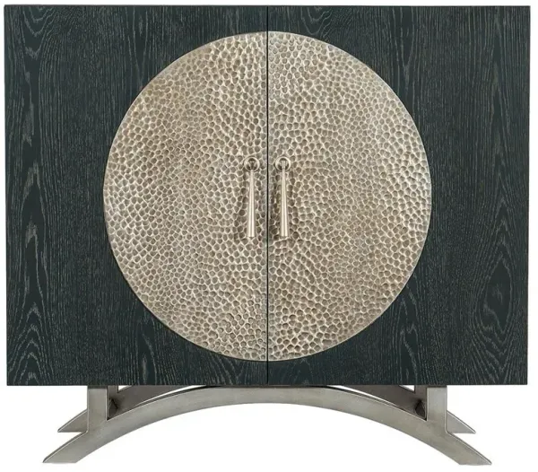 Freya Modern Classic Black Oak Wood Pewter Metal Cabinet