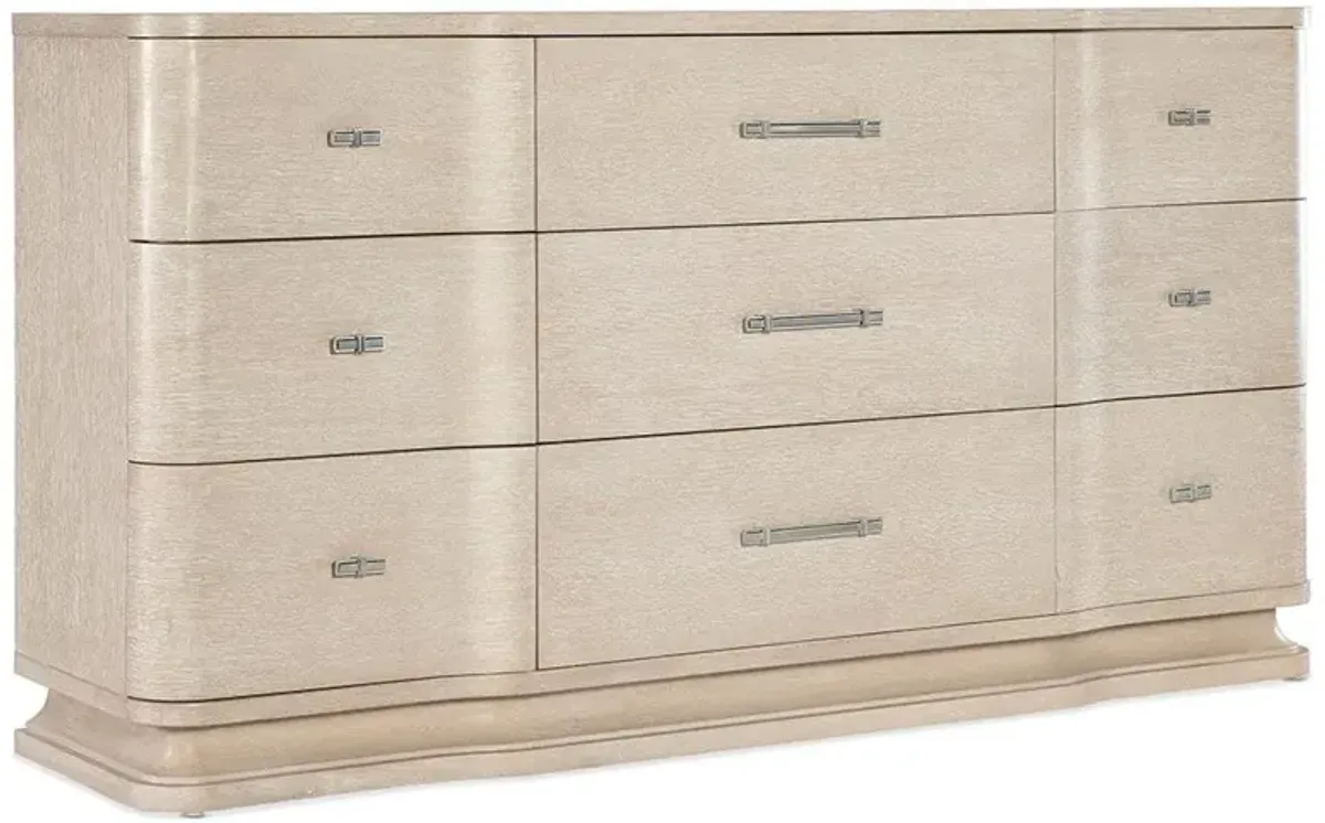 Cynthia Modern Classic Beige Oak Wood 9 Drawer Dresser