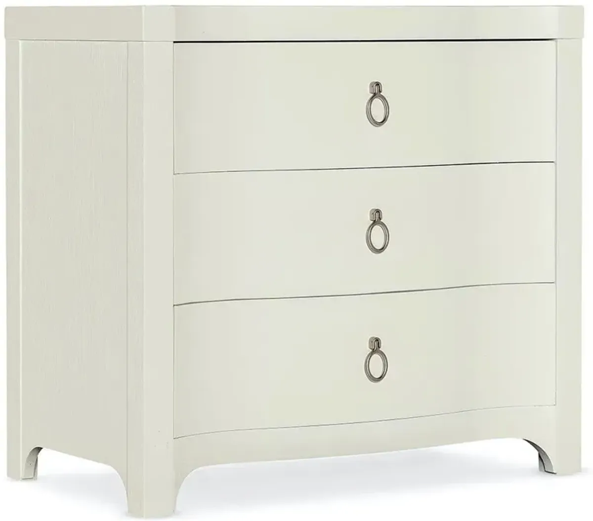 Harmony Modern Classic Shell White Oak Wood 3 Drawer Nightstand