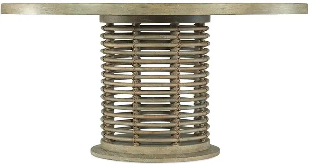 Kohana Coastal Beach Natural Rattan Round Pedestal Dining Table - 60"