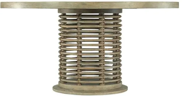 Kohana Coastal Beach Natural Rattan Round Pedestal Dining Table - 60"