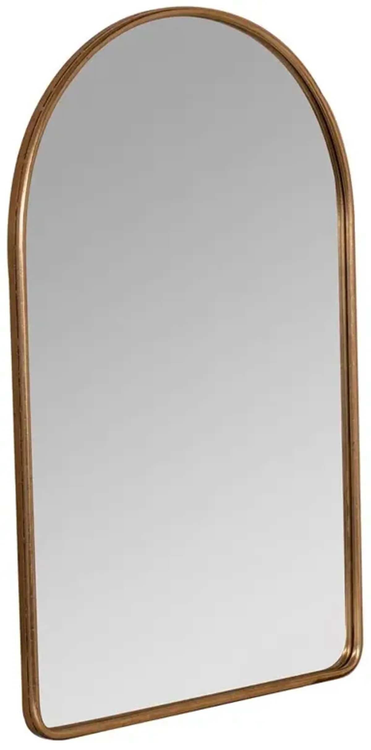 Alaina Industrial Gold Metal Frame Arch Wall Mirror