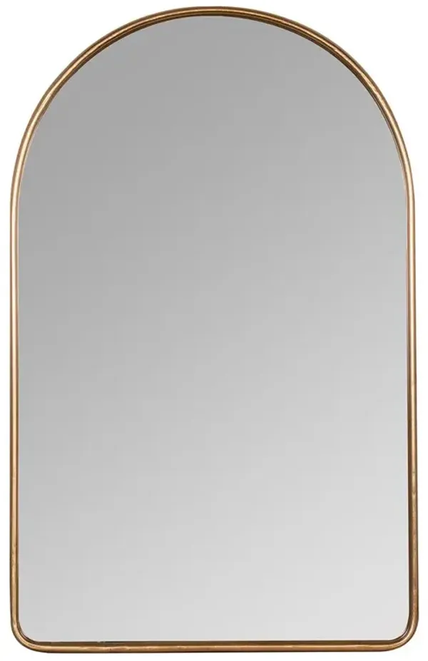Alaina Industrial Gold Metal Frame Arch Wall Mirror