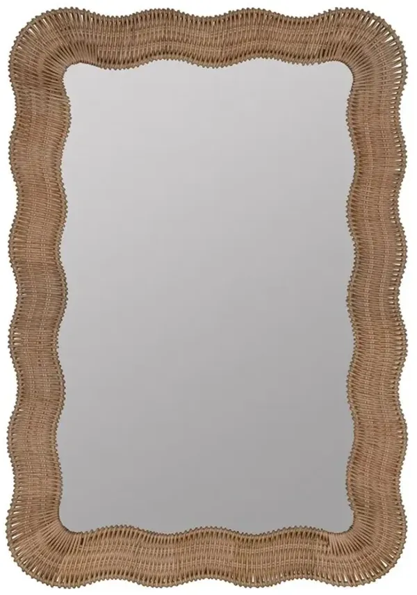 Bailey Coastal Beach Natural Rattan Scalloped Frame Wall Mirror