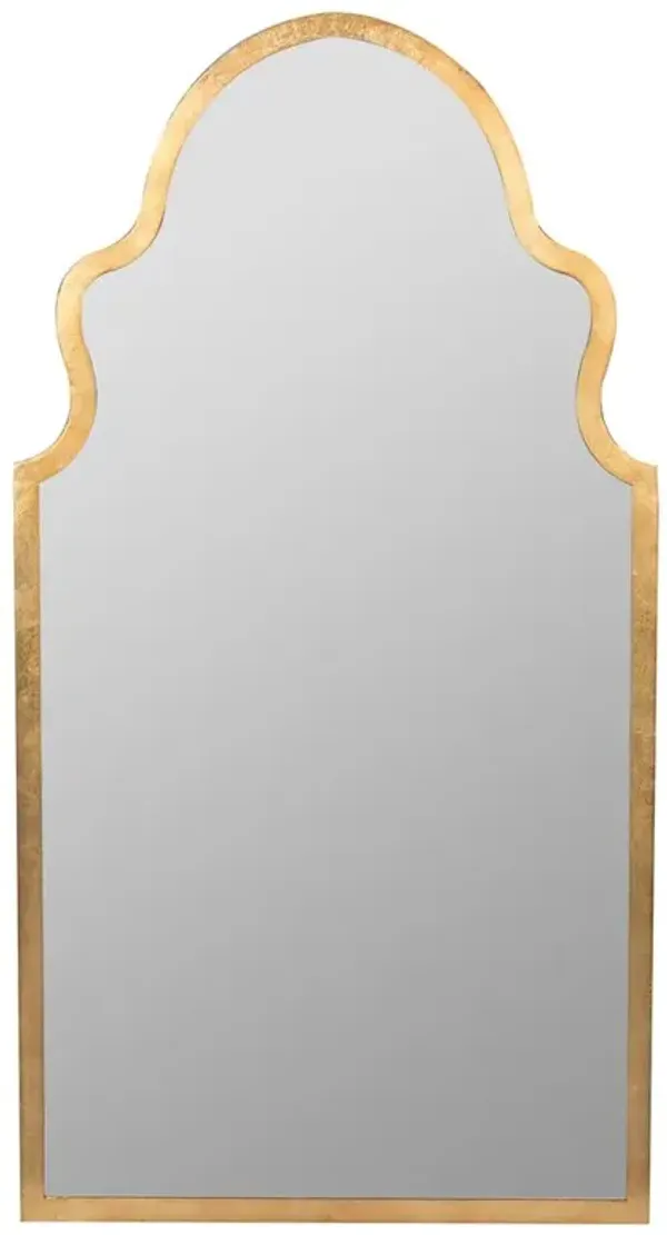Presley Hollywood Textured Gold Metal Frame Arch Wall Mirror