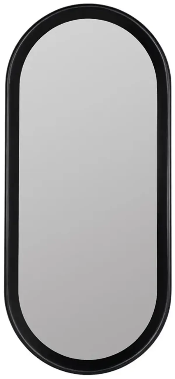 Mirah Modern Classic Black Mango Wood Frame Oval Wall Mirror