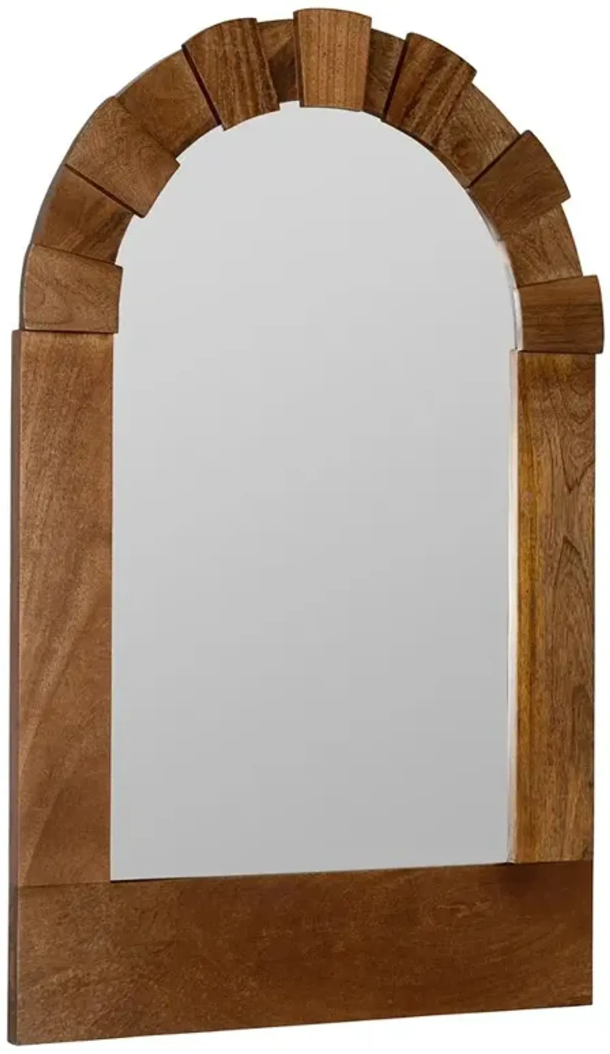 Kendra Mid Century Modern Brown Wood Frame Arch Wall Mirror