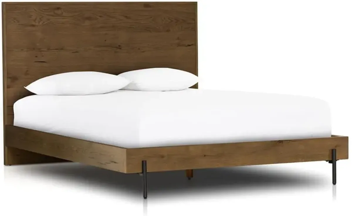 Alina Rustic Lodge Brown Wood Dark Grey Iron Bed - King